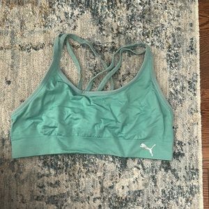 Puma Light Impact Sports Bra Cross‎ Back Medium M Mint Green Athletic Workout